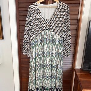 Chico's Mixed Print Maxi Dress in Black, White, Green & Blue